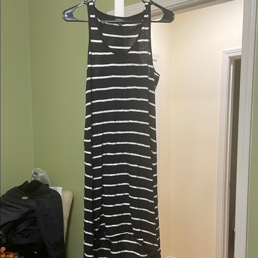 Express Black and White Sleeveless Maxi Sundress